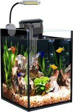 1.5 Gallon Fish Tank Starter Kits Nano Glass Aquarium W/ Filter Led Light
