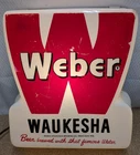 Vintage 1950's WEBER WAUKESHA BREWING WI Lighted Beer Sign 11x12"