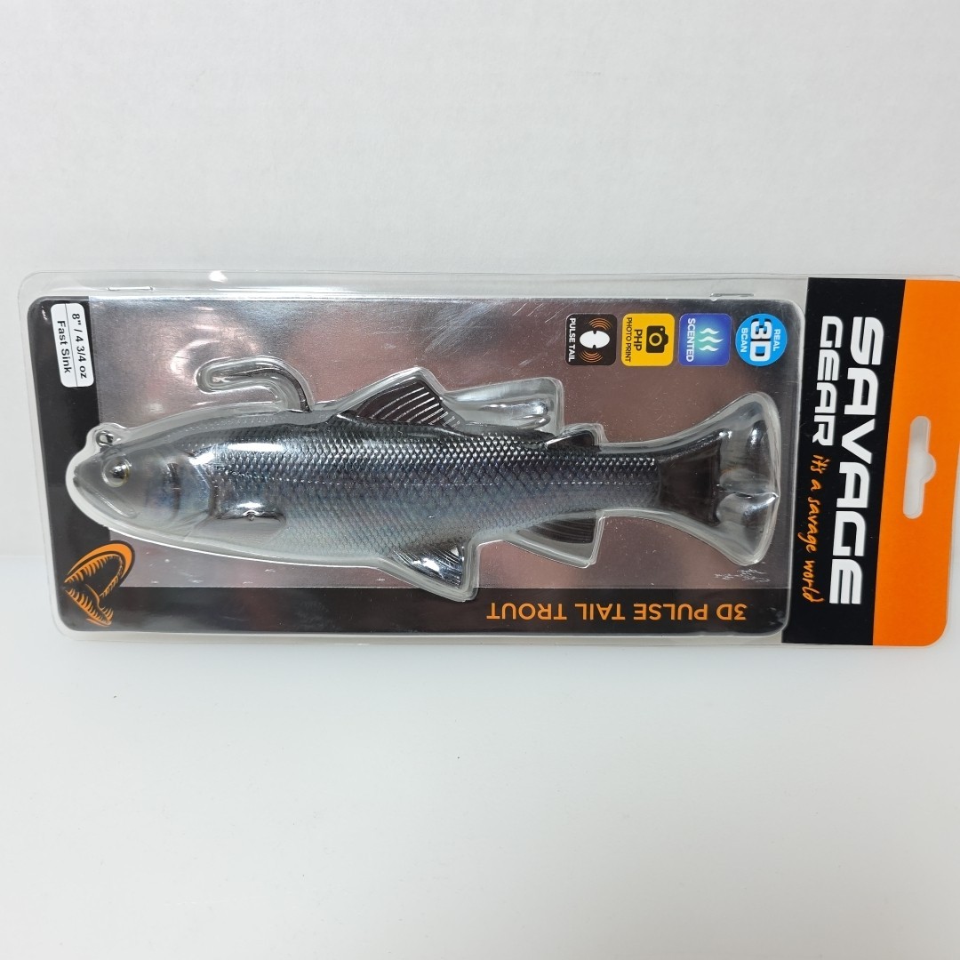 SAVAGE GEAR 3D Trout 8" PULSE TAIL Fast Sink 4 3/4oz Swimbait Scented Hitch  | eBay