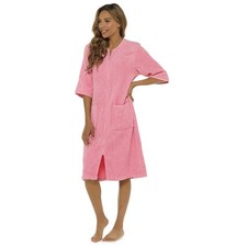 Ladies/Womens 100 Cotton Terry Towelling Zip Front Dressing Gown/Bathrobe/Ho...