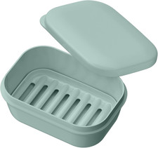 Leakproof Soap Dish with Lid Draining Layer, Shatterproof Travel Bar Soap Hold