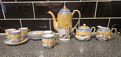 Vintage Japanische Gold Geisha Demitasse/Kaffee 14 Stück Set