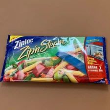 Ziploc Zip n Steam Large Steam Cooking Bags 7 Count 10x10 for Healthy Meals