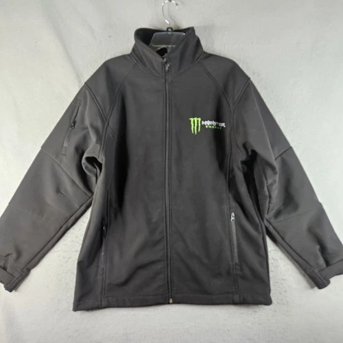 Monster Energy Jacket Mens Large Black Softshell Full Zip Embroidered Logo - product listing photo