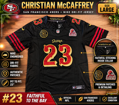 Christian McCaffrey 49ers Nike Black Jersey Large Dri-FIT #23