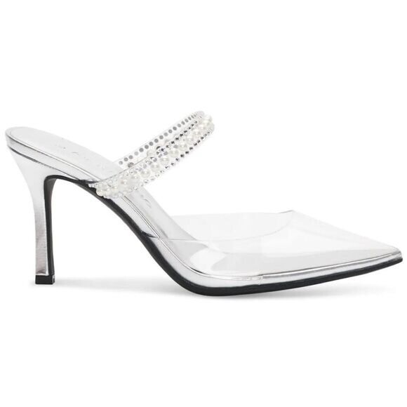 INC Mateo Clear Cindy Pointy Stiletto Heel Mule Pumps Size 5.5 M