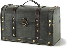 Katherine Small Treasure Chest with Handle and Hinged Lid, Decorative Pirate Che
