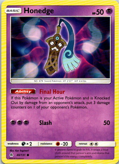 Honedge 46/131 Common Regular Pokemon Forbidden Light Mint Honedge 46/131 Common Regular Pokemon Forbidden Light Mint