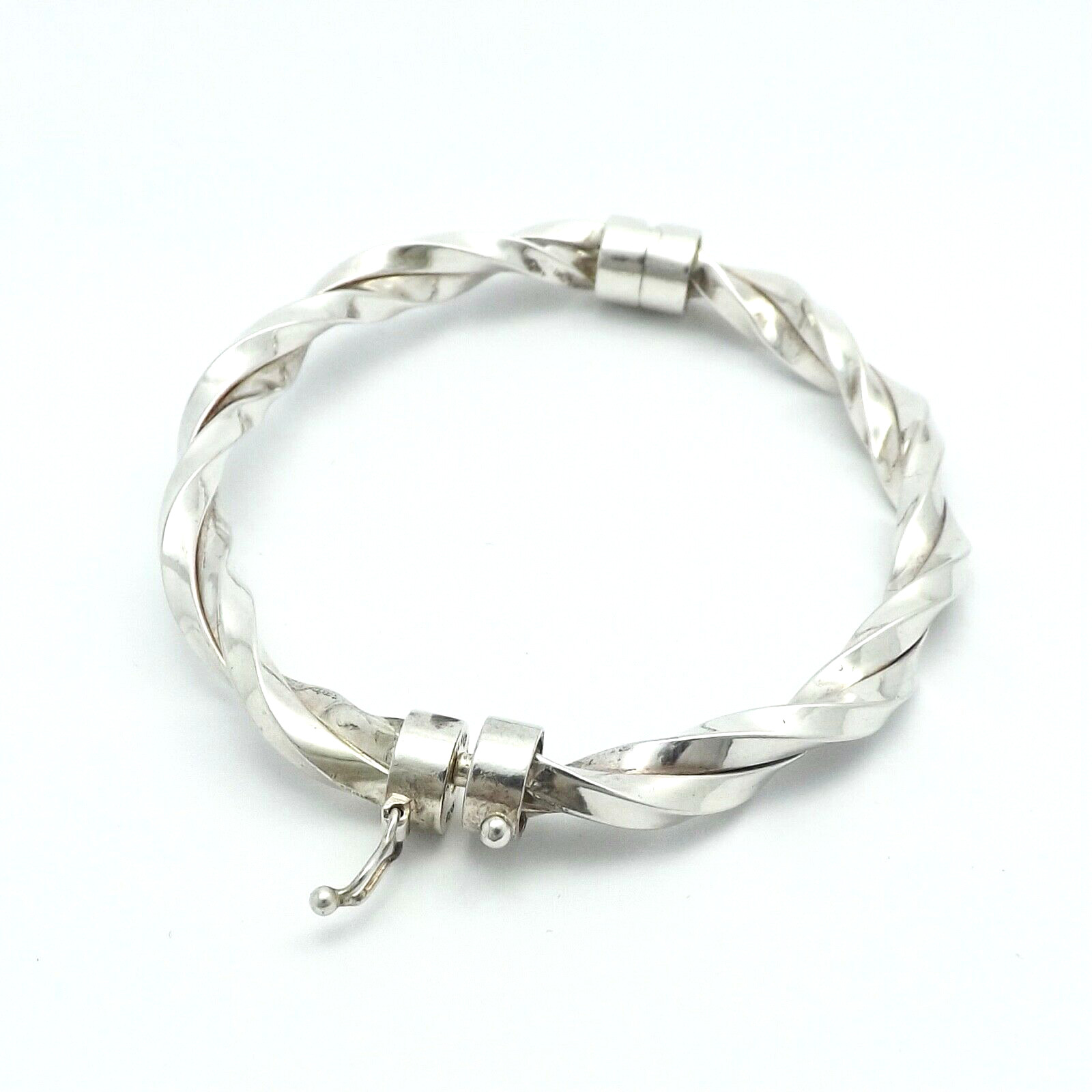 Sterling Silver Square Twisted Hinged Bangle Brac… - image 6