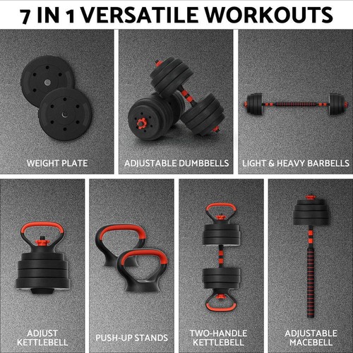 Everfit 40kg Adjustable Dumbbells Set Kettle Bell Weight Plates Barbells Gym - Picture 5 of 8