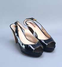 PRADA $625 Patent Leather Sandals Heels Shoes size 39 US8.5