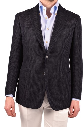 STILE LATINO blazer hecho a mano US 40 EU 50 lino algodón azul - Imagen 2 de 7