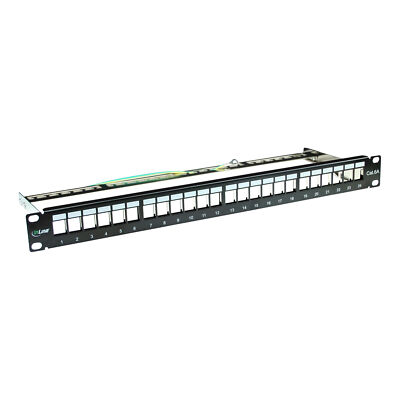 Patchfeld 24-fach, Snap-In Leerblech Patchpanel, 48,26cm (19 Zoll), 1HE, schwarz