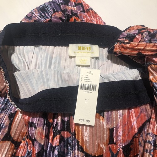 New: Maeve Tilda Pleated Velvet Midi Skirt Size L (UK 12 - 14) RRP £88 - Picture 3 of 4
