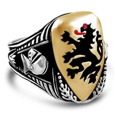 Tudor lion Bronze Shield sterling silver  ring