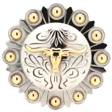 Steer Berry Saddle Horn Cap Screw Back Concho Old Silver 3" 7965-60