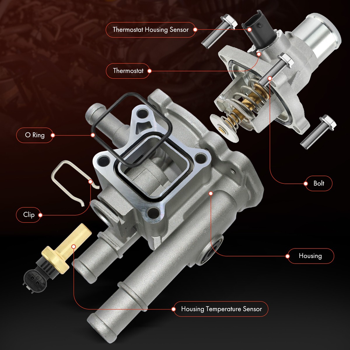 Aluminum Coolant Thermostat & Housing for Chevy Cruze 11-16 Sonic