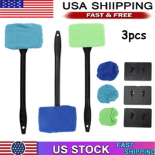 3PCS Window Windshield Cleaning Tool Microfiber Car Wiper Cleaner Glass Brush US