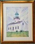RONI SUMER (La Jolla, California)  Orig. Watercolor, , "Lighthouse at Pt. Loma" — photo 1