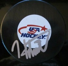 HENRY THRUN SIGNED TEAM USA HOCKEY PUCK w/ COA