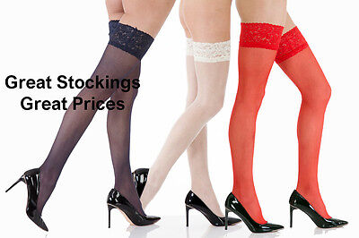 Women's Lace Top Stockings Hold Ups 15 Denier. 