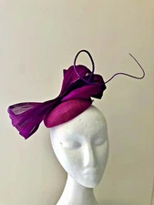 NEW stunning purple sinamay fascinator with loops and barb quill! 