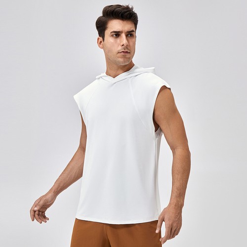 Men Summer Breathable Vest Quick Dry Sports Fitness Running Gym Hooded Tops - Picture 10 of 12