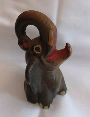 Vintage John Wright cast iron elephant bottle opener 1940s original paint MINT
