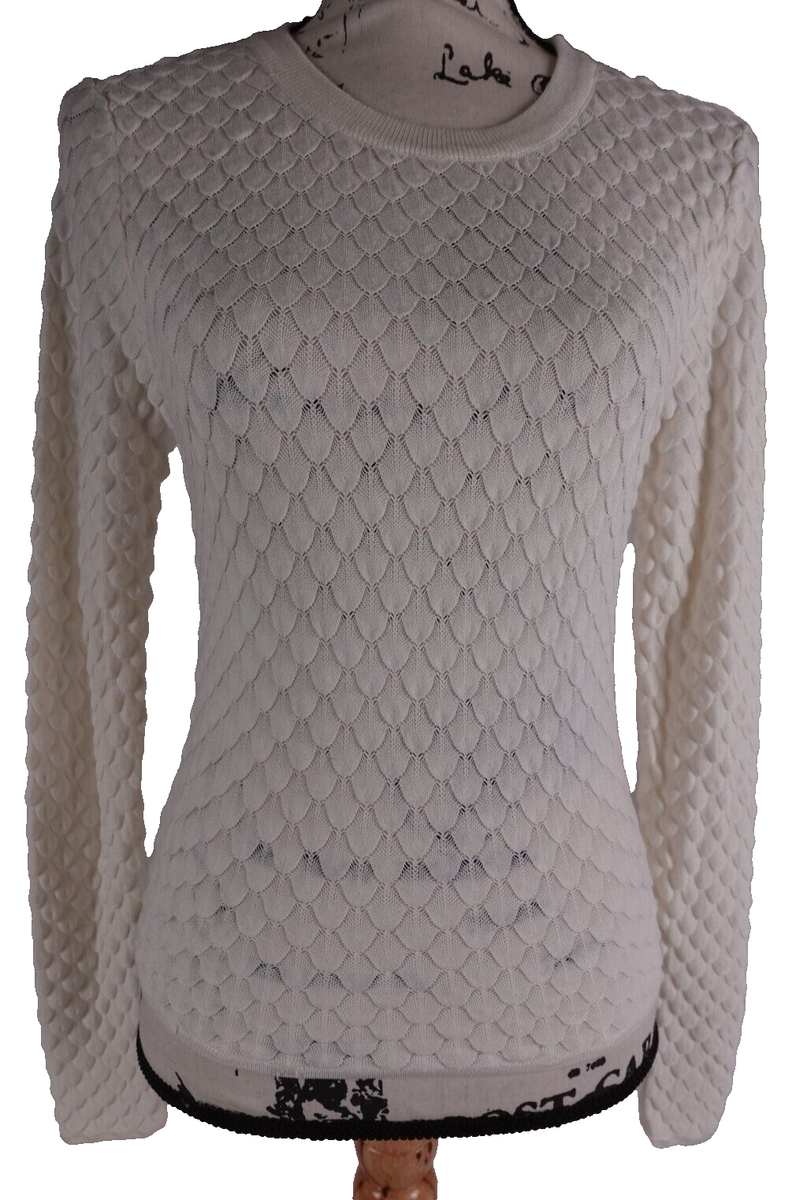 Lucy Paris Women's Pullover Fiona Bubble Sweater Size XS NWT $75 Textured  Ivory
