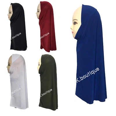 Plain One Piece Hijab passt Mädchen Teenager Erwachsene dehnbar Lycra Schule Hijab UK