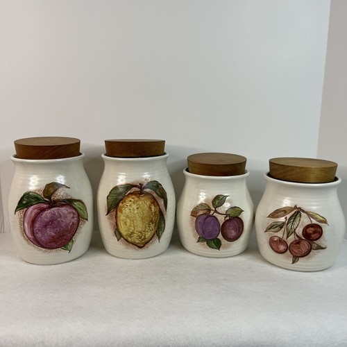 Vintage Keramik Obst Keksdose Kanister Küche Aufbewahrung Hyalyn MCM 4er Set - Bild 2 von 24