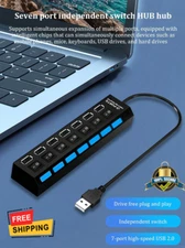 7-Port USB 2.0 Hub with Independent Switches - High-Speed Expansion Dock