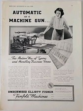 1936 Underwood Elliot fisher fanfold typewriter machines vintage ad thumbnail