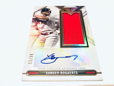 Xander Bogaert 2021 Topps Triple Threads White HG Refr.Game Used Jersey Auto#/99