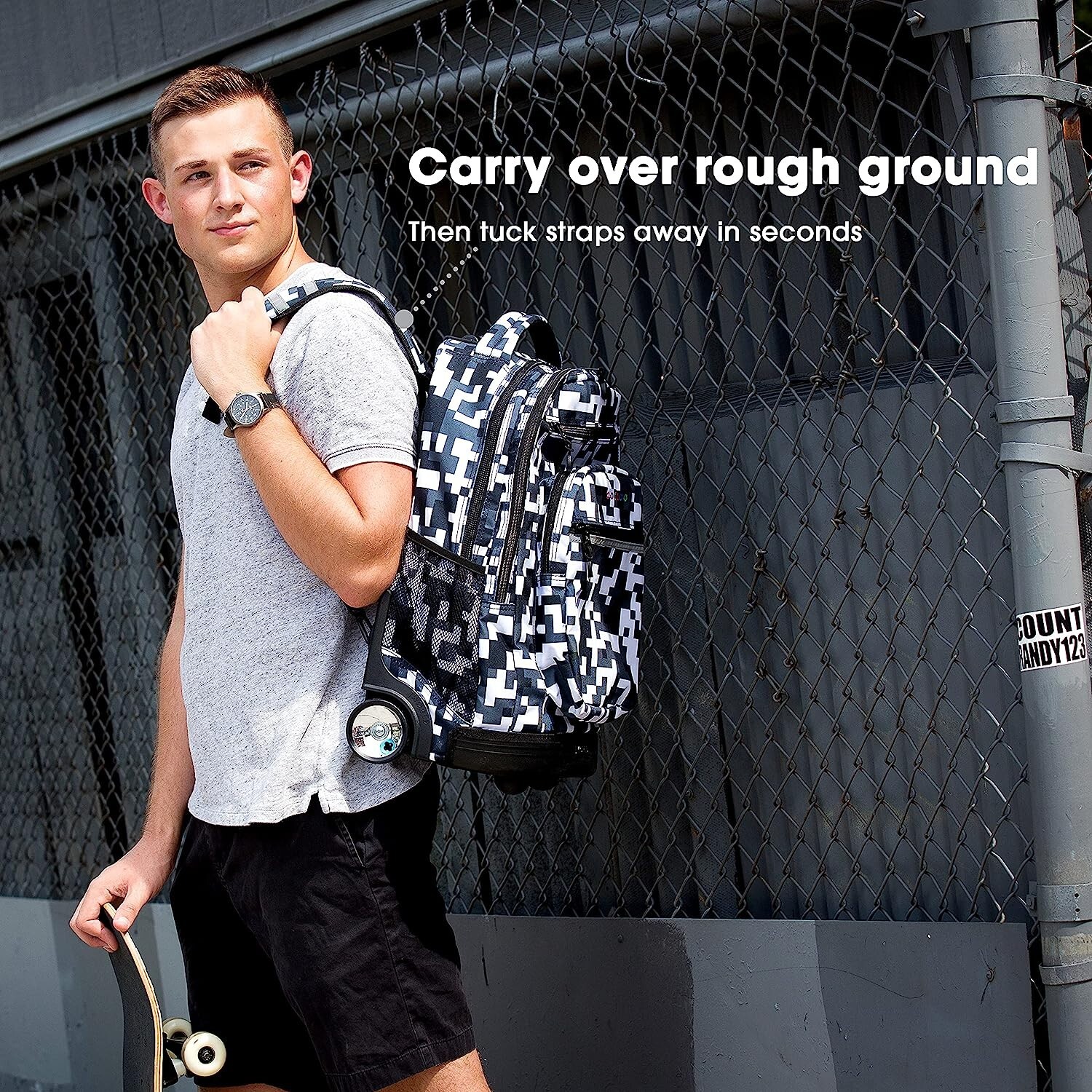 Extra Large Rolling Backpack with Huge Capacity - Laptop Compartment - Flora