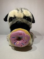 Gund Doug The Pug Dog Stuffed Animal Plush Holding Donut Pet Lover Gift