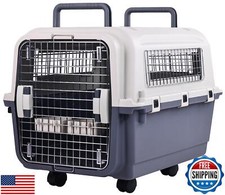 Elevon Plastic Kennels Pet Carrier Rolling Plastic Airline Approved Wire Door
