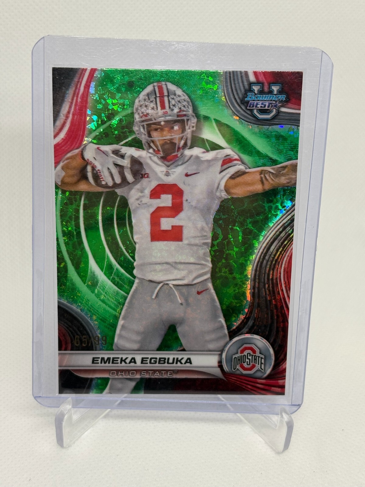 Emeka Egbuka 2024 Bowman Best University Green Mini-Diamond Refractor #/99
