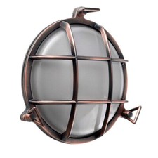 Bulkhead light nautical Outdoor Wall Light Antique Copper IP64 Opal Glass E27