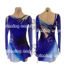 Figure Skating Dress Women's Girls' Ice Skating Dress blue dyeing handmade