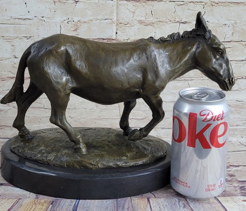 Donkey Mule Pony Bronze Metal Statue Sculpture Figure Decor Art on Marble Base - Picture 2 of 10