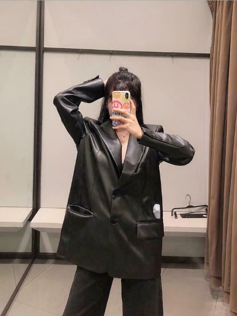 Ladies Black Two Button Lapel Collar Blazer Casual Jacket Coat Punk Fashion  Coat | eBay