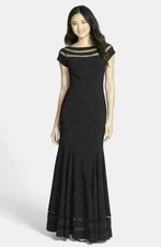 JS COLLECTIONS Illusion Mermaid Gown Sz 4 Black