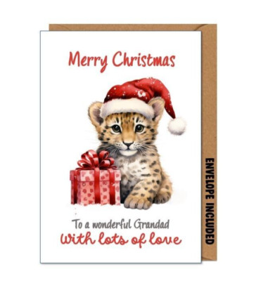 Opa Weihnachtskarte Tiger für Ihn Gramps Weihnachten Tiere lustig süß A5