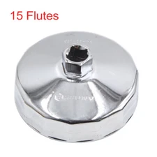 93-94mm 15 Flutes Silver Tone Car Oil Filter Cap Wrench Socket Remover Tool
