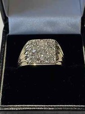 Certified Round Natural Diamond GH/SI Men's Cluster Ring 14k Yellow Gold