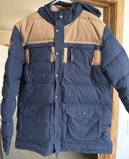 Mountain Khakis Men's Pine Peak Down Parka Size Medium New With Tags Blue/Brown