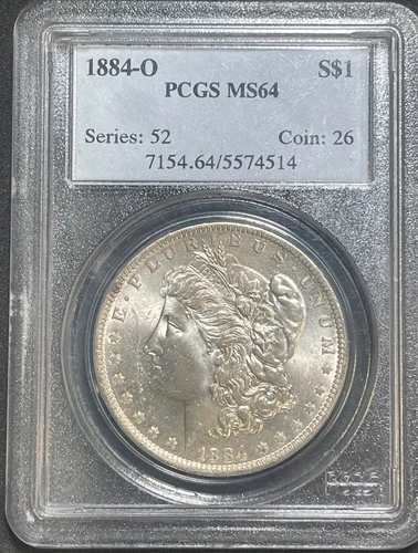 1884-O Morgan Dollar - MS-64 PCGS light toning streak on reverse