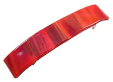 Stained GLASS BARRETTE 3.5" 90mm RED Ruby Orange Lava Stripes Hair Clip Slide