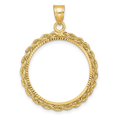 2008 $10 1/4 oz American Buffalo Prong Set Petite Rope Coin Bezel in 14k Gold